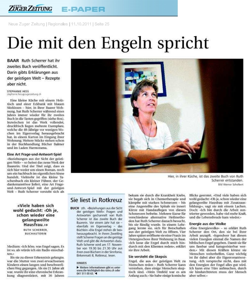 Artikel in Neue Zuger Zeitung vom 11.10.2011